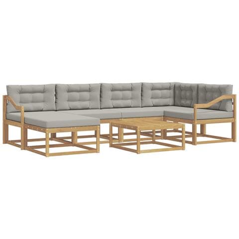 Set di divani da esterno 7 pcs Bianco e Grigio Chiaro - Foto 1