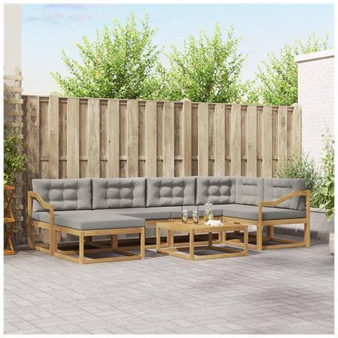 Set di divani da esterno 7 pcs Bianco e Grigio Chiaro - Foto 2