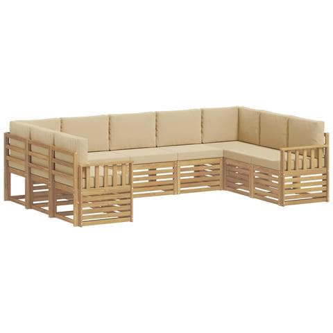 Set di divani da esterno 7 pcs Bianco e Beige - Foto 1