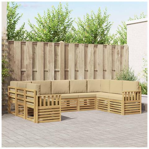 Set di divani da esterno 7 pcs Bianco e Beige - Foto 2