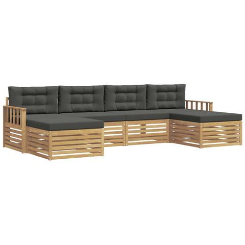 Set divani 6 pcs Bianco e Antracite Legno di Acacia Massello - Foto 1