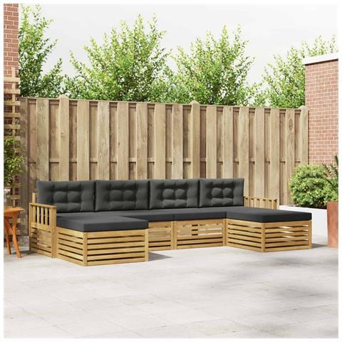 Set divani 6 pcs Bianco e Antracite Legno di Acacia Massello - Foto 2