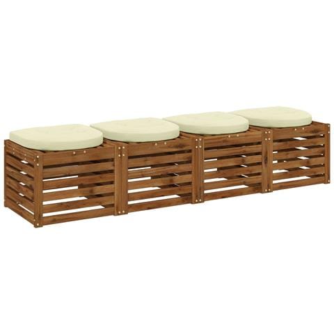 Cuscini per Sedia in 4 Pezzi 4 pz 100% Poliestere Crema - Foto 2