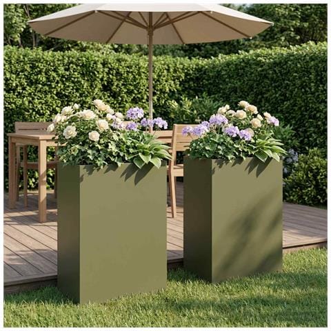 Vaso da giardino 2 pz Verde Oliva 40 x 30 x 75 cm - Foto 2