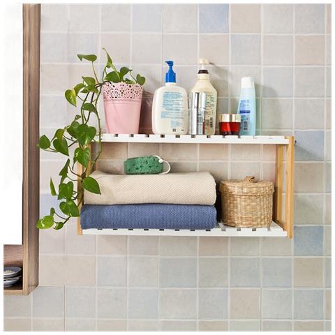 mensola bamb/ù,FRG27-WN,IT mensola da bagno B60xT15xH18cm soggiorno mensola officio scaffale pensile cucina SoBuy Mensola da parete