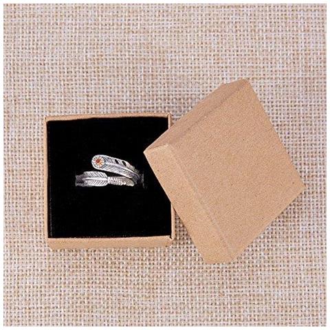 24 Pc Kraft Piazza Cartone Marrone Anello Gioielli Scatole Di Carta Al Minuto Della Scatola Regalo Per Gli Anniversari Matrimoni O Compleanni 5x5x4cm - Foto 4