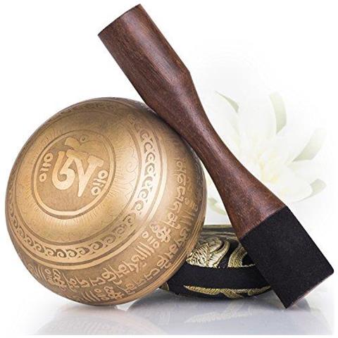 Silenzioso Mente Tazza Tibetana Cantante Set Bronzo Mantra Design Con Doppio Superficie Mallet E Seta Cuscino Promuove La Pace Chakra Healing E Mindfulness Regalo Exquisite - Foto 4