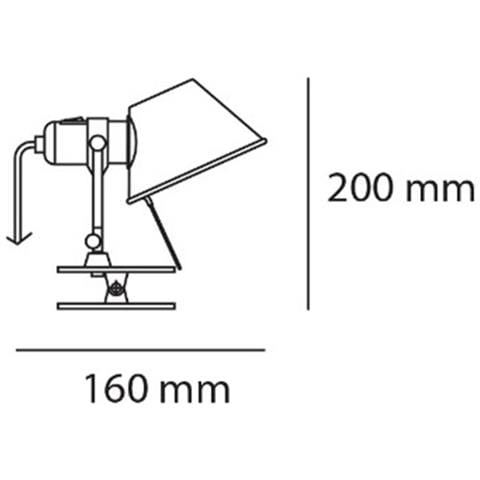 Lampada Da Parete Tolomeo Micro Con Pinza Alluminio 200x160 Mm Alluminio - Foto 3