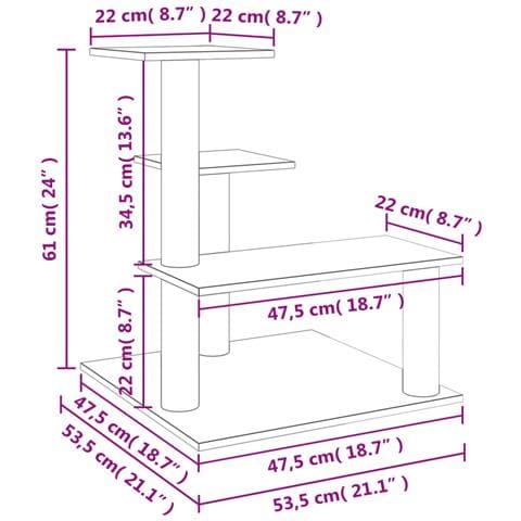 Albero Per Gatti Con Tiragraffi In Sisal Grigio Scuro 61 Cm - Foto 6