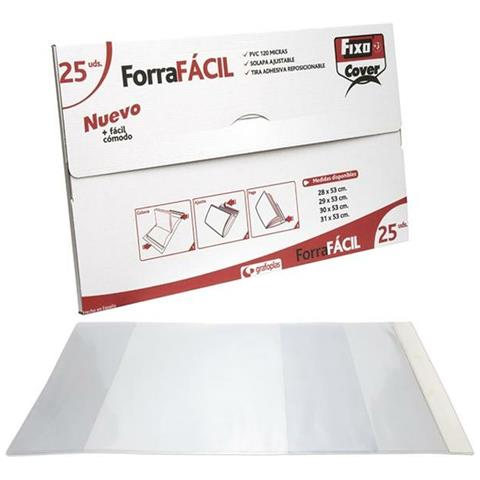 Copertina Adesiva Per Libri Regolabile Patta 0,12 Mm Trasparente Pvc 25 Unità (28 X 53 Cm) - Foto 1
