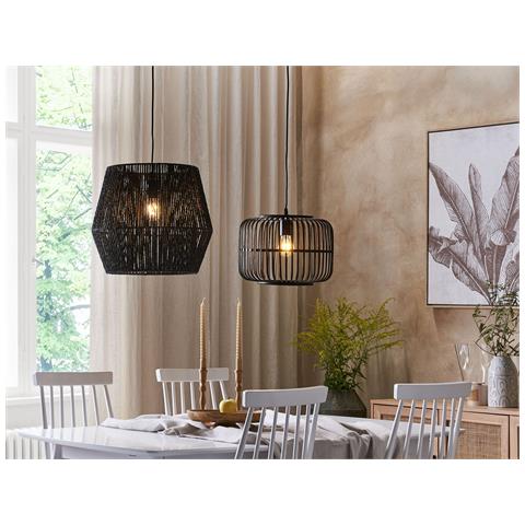 Lampadario Macheke Legno Di Bambù Nero - Foto 1