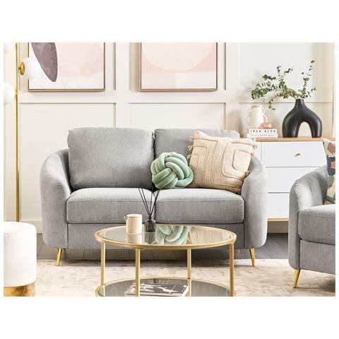 Divano 2 Posti Trosa Tessuto Grigio Chiaro - Foto 1