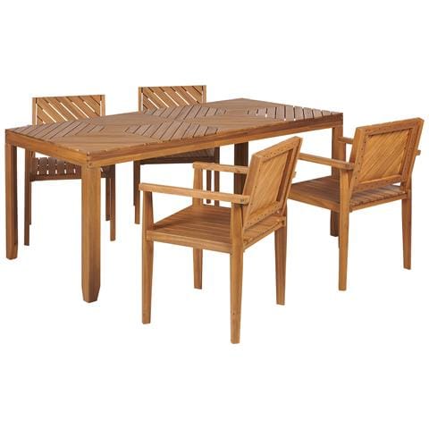 Set Da Pranzo 4 Posti Legno Di Acacia Chiaro Baratti - Foto 2