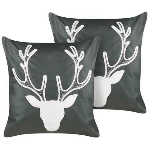 Set Di 2 Cuscini Bicocca Velluto 45 X 45 Cm Verde Scuro Modello Natalizio - Foto 2