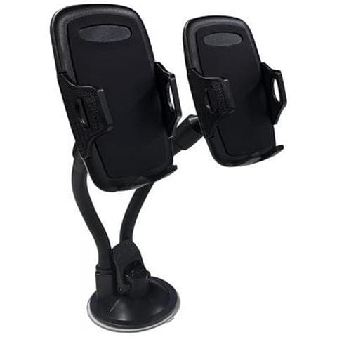 Doppio Supporto Auto Parabrezza Per Smartphone Rotazione 360°, Nero - Foto 1