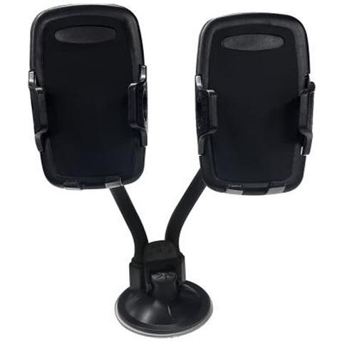 Doppio Supporto Auto Parabrezza Per Smartphone Rotazione 360°, Nero - Foto 2