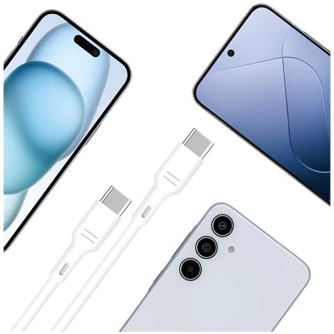 Cavo Usb-c A Usb-c 3a Power Delivery Trasferimento File 1 Metro E 20, Bianco - Foto 2