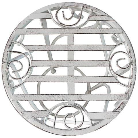 Set 3 Sgabelli Fioriera In Acciaio Da Esterno Giardino Color Bianco Antico - Foto 2