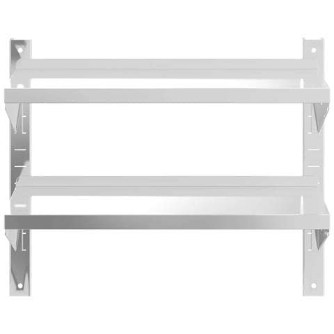Mensola A Muro 2 Ripiani 75x23,5x60cm Argento In Acciaio Inox - Foto 2
