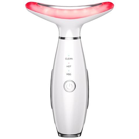 Massaggiatore Viso E Collo 7 In 1 Con Led A Tripla Azione, Tecnologie Termiche E Di Vibrazione, Dispositivo Per Il Ringiovanimento Della Pelle In 7 Colori - Bianco - Foto 1