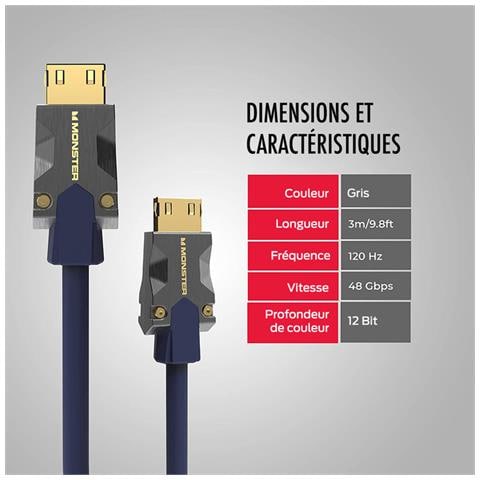 Cavo Hdmi M3000 Uhd 8k Hdr Dolby Vision 48gbit/s 3m, Blu - Foto 2