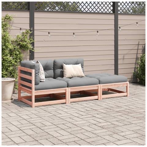 Set Divani Giardino 3 Pz Cuscini Legno Massello Abete Douglas - Foto 2