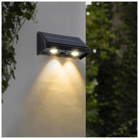 Applique Led Luce Calda 3 Watt Pannello Solare 5v Lampada Da Parete Esterno Ip65 - Foto 1