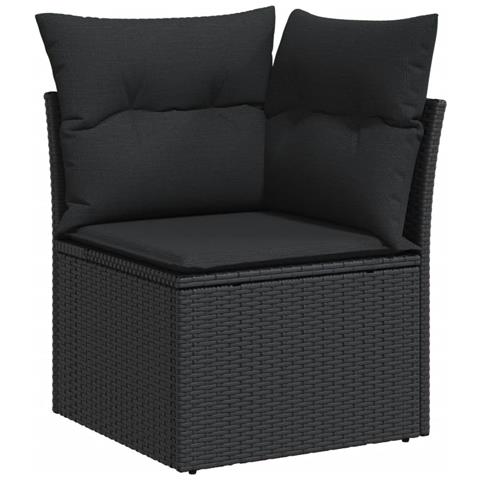 Set Divani da Giardino 9 pz con Cuscini Nero in Polyrattan - Foto 8