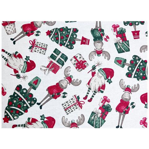 Tovaglia Natalizia Cucina Soggiorno In 100% Cotone Disegno Elfi Renne 140x140 Elfi Renne - Foto 2