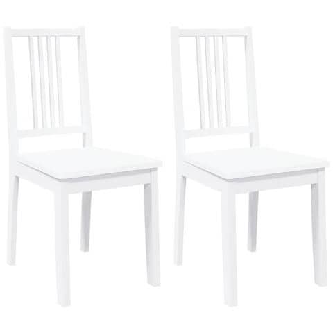 Sedie da Pranzo 2 pz Bianche in Legno Massello di Hevea - Foto 1