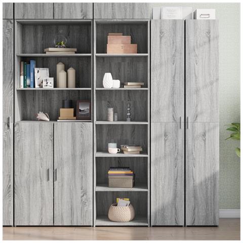 Credenza Grigio Sonoma 50x41x185 In Legno Multistrato - Foto 1