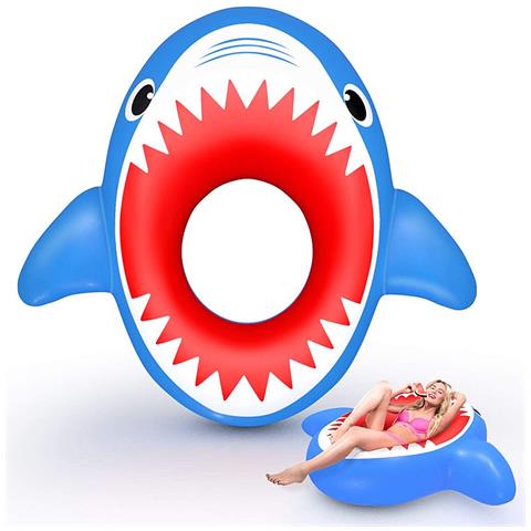 Galleggiante Shark Con Bocca Aperta. 140 Cm. 140x40x130 Cm. Colore Blu - Foto 1