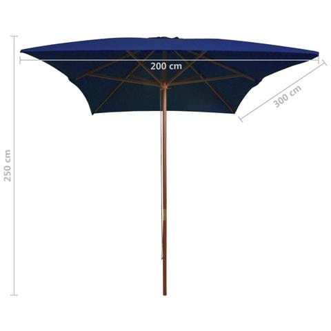Lusso Casadino -  Ombrellone Da Giardino Con Palo In Legno Blu 200x300 Cm - Foto 6