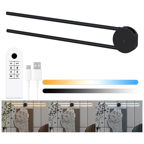 Lampada Da Parete A Led Con Sensore Di Movimento - Nera, 106 Cm, Design Moderno - Foto 2