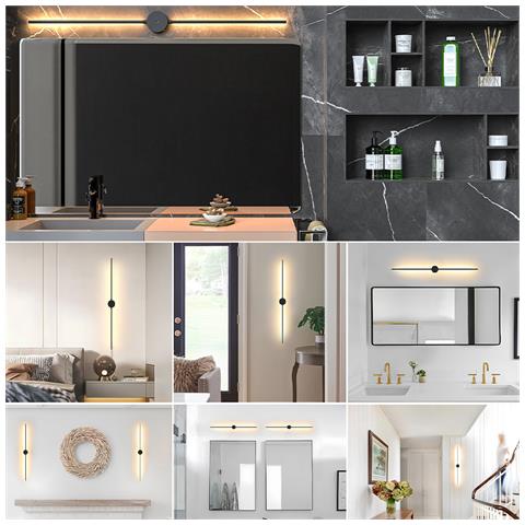Lampada Da Parete A Led Con Sensore Di Movimento - Nera, 106 Cm, Design Moderno - Foto 4
