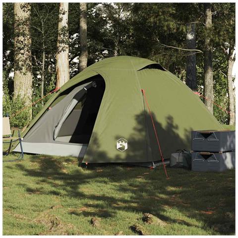 Tenda da Campeggio a Cupola 3 Persone Verde Oliva Impermeabile - Foto 1
