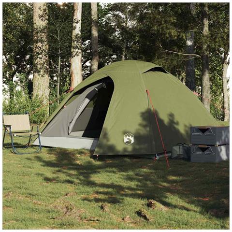Tenda da Campeggio a Cupola 3 Persone Verde Oliva Impermeabile - Foto 2