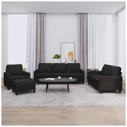 Set di Divani 4 pz con Cuscini Nero in Similpelle - Foto 2