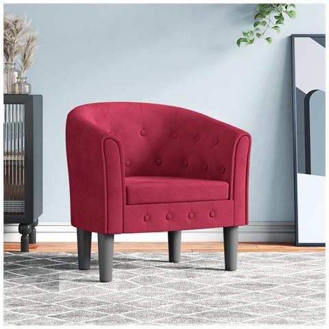 Poltrona Cabriolet Rosso Vino in Velluto - Foto 2