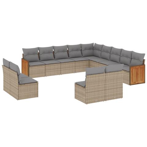 Set Divano da Giardino 13 pz con Cuscini Beige in Polyrattan - Foto 1