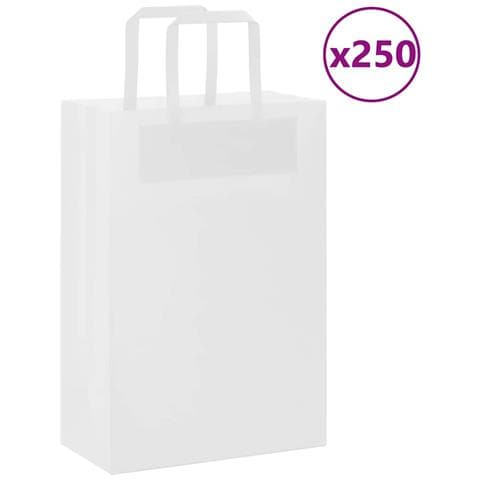 Sacchetti di Carta 250 pz con Manici Bianchi 21x11x31 cm - Foto 1