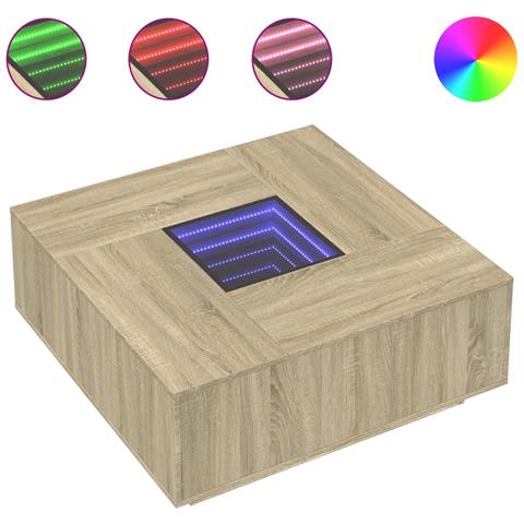Tavolino da Salotto con LED Infinity Rovere Sonoma 100x100x40cm - Foto 1