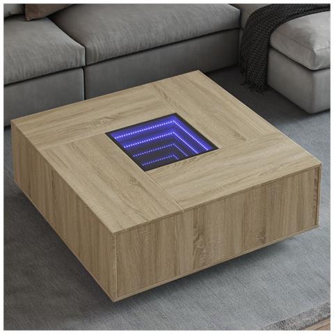 Tavolino da Salotto con LED Infinity Rovere Sonoma 100x100x40cm - Foto 2