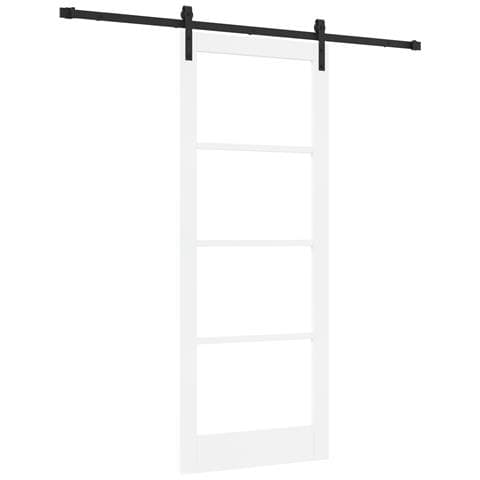 Porta Scorrevole con Set Hardware 'ORKDAL'Legno Massello Bianco & Vetro - Foto 1