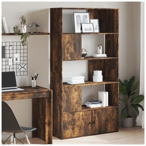 Libreria Rovere Fumo 100x36x189 cm in Legno Multistrato - Foto 2