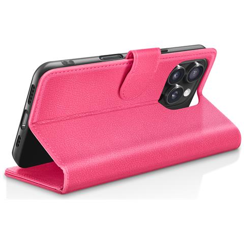 Custodia A Portafoglio Per Iphone 16 Pro Max Con Supporto E Linguetta Magnetica, Fucsia - Foto 5