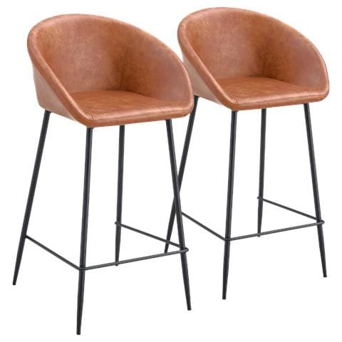 Set Di 2 Sgabelli Da Bar Achille In Similpelle Cognac - Foto 1