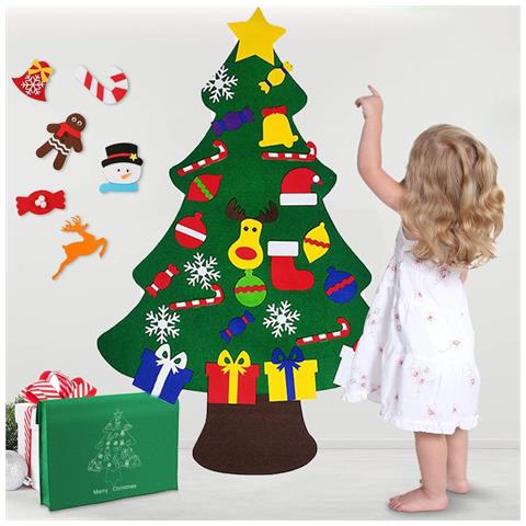 Albero Di Natale Con Ornamenti Rimovibili In Feltro Decorazione Natalizia Fai Da Te - Foto 2