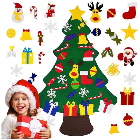 Albero Di Natale Con Ornamenti Rimovibili In Feltro Decorazione Natalizia Fai Da Te - Foto 1
