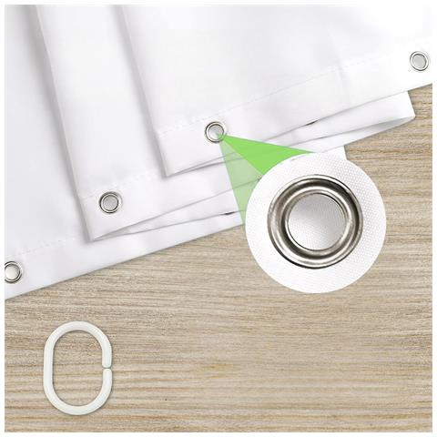Tenda Da Doccia Impermeabile Antimuffa Con Occhielli 180x180 Cm - Foto 2